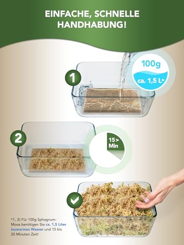 easimo | Sphagnum Moos für Pflanzen & für’s Terrarium 100g I Moos für Orchideen Terrarien und andere Zimmerpflanzen I Lebendes Torfmoos Peat Moss