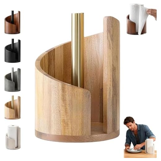 Mountain Wooden Paper Towel Holder - Solid Mango Wood Base & Rod, No Assembly, Fits Standard/Jumbo/Mega Rolls (Natural)
