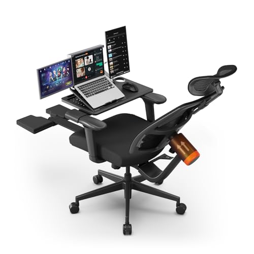 Newtral Ergonomic Office Chair with Laptop Tray - Desk Chair with 4D Armrests, Dynamic Lumbar Support, ComFootrest & 136Β° Recline - High Back Executive Chair for Home Office (with Laptop Desk)