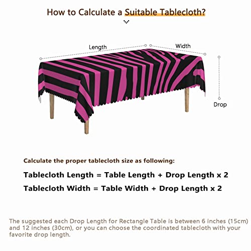 Zebra Print Tablecloth, 60X120 Inch, Waterproof Stain Wrinkle Resistant Print Table Cover, For Family Kitchen Gatherings Dining Dinner Decor-Rectangle Table Clothes For 8 Ft Tables, Fuchsia And Black #TOP6