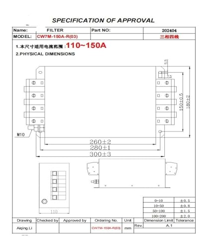 Filtro trifásico CW7M de entrada contra ruido en inversores y servos trifásicos 380V 2