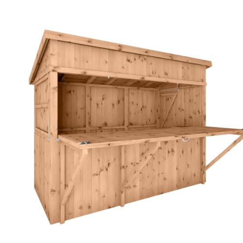 WALTONS 6 x 4 Garden Bar | Pressure Treated | Wooden Garden Summerhouse Bar | Shiplap Tongue and Groove | 15 Year Anti Rot Guarantee | 6 x 4 6ft 4ft (9 x 4 Premium Pressure Treated Bar + Shutter Pack)