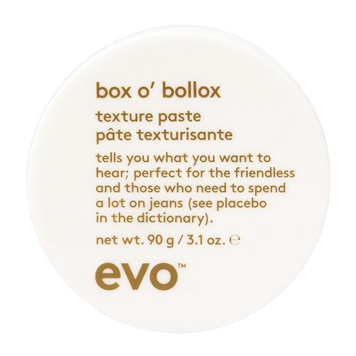 EVO Haarwachs box o' bollox texture paste, Texturpaste für flexiblen Halt und Matt-Effekt, Pomade mit extrem starken Halt für alle Haartypen, vegan, ohne Sulfate, 90g