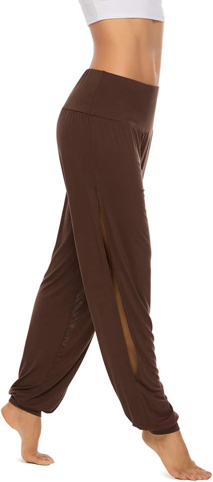AvaCostume Womens Harem Yoga Pants Side Slit Sport Workout Sweatpants - Image 2