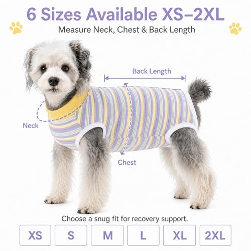 Image of Dog Surgery Recovery Suits, Sleeveless Dog Recovery Suit Female, E-Collar & Cone Alternative Surgical Suit for Small and Medium Dogs After Surgery, Striped Dog Onesie Pajamas