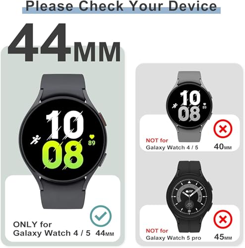 Image of Hard PC Case compatible with Samsung Galaxy Watch 4 /5 /6 44mm with Tempered Glass Screen Protector, 9H Hardness, Full Coverage [HARD CASE] [Pack of 1] (Black, Samsung Galaxy Watch 4 /5 /6 44mm)
