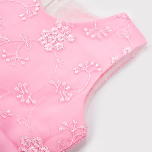 JerrisApparel Girl's Lace Floral Embroidery Dress Flower Girl Dress Sleeveless A-Line Tulle Gown4
