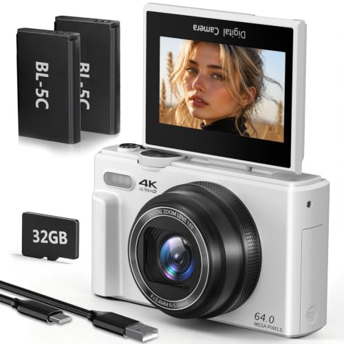 YYKLNYP 4K 64MP Vlogging Camera with Flip Screen