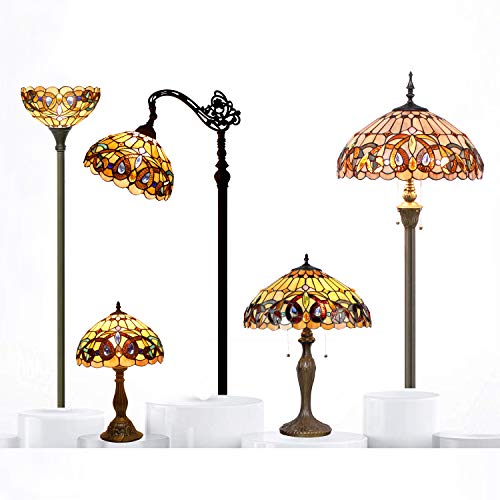 Werfactory TIFFANY TABLE READING LAMP S02116T01 Tiffany Style Table Lamp Colorful Stained Glass Serenity Victorian Bedside Lamp16X16X24 Inches Desk Light Metal Base Decor Bedroom Living Room Home Office S021 Series thumb #7