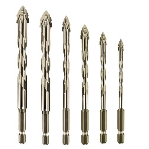 Four Edged Serrated Eccentric Drill Bit Set, Four-Edged Serrated Eccentric Drill Four-Flute Serrated Eccentric Drill Bits,High-Strength 4-Flute Serrated Eccentrics Drill Bit Kit (6 Pcs)