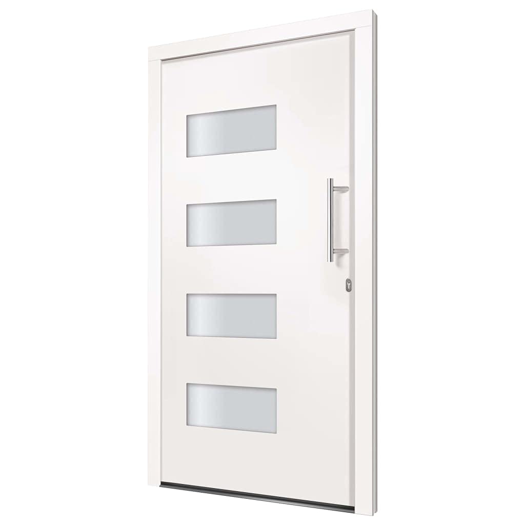 Drzwi zewnętrzne aluminium i PCW, białe, 100 x 200 cm, 5-drożny zamek bezpieczeństwa, szkło izolacyjne, prawe wnętrze, otwarcie, do użytku na zewnątrz