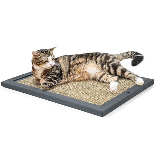 Rascador de gato de sisal y madera natural gris miniatura 1