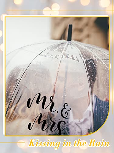 5 Pcs Clear Umbrella Wedding Just Married Decorations Clear Bubble Umbrellas For Rain Love Is In The Air Stick Dome Umbrellas For Bridal Shower Men Women Wedding Decoration Photo Props(Stylish Style) #TOP4
