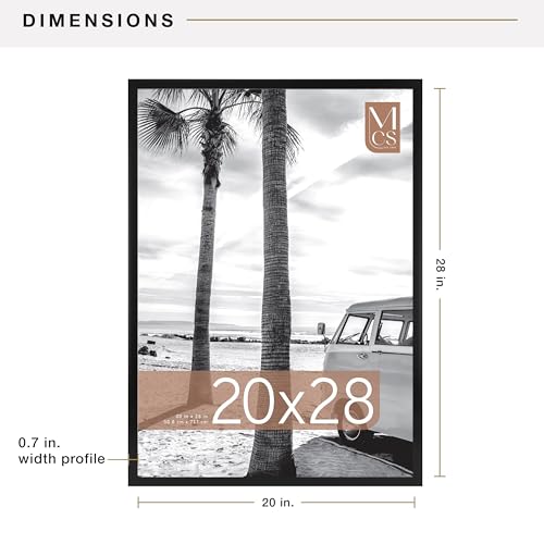 Image of MCS Foundation 20x28 Poster Frame Traditional Black, Vertical & Horizontal Wall Hanging Large Picture Frame for Photos, Posters & Art Prints (1-Pack)