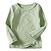Kids Thin Fleece Shirts Boys Girls Trendy Plain Crewneck Long Sleeve Base Undershirt Loose Soft Pullover Blouse Tops(Green,6 Months)