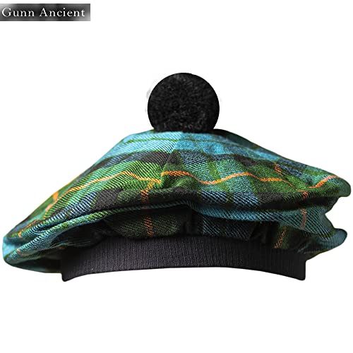 Image of Scottish Tam O' Shanter Hat Tartan Bonnet Pom Pom Wool Flat Cap One Size