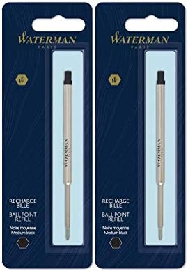 Waterman Black Medium Point Ballpoint Pen Refill (2-Pack)