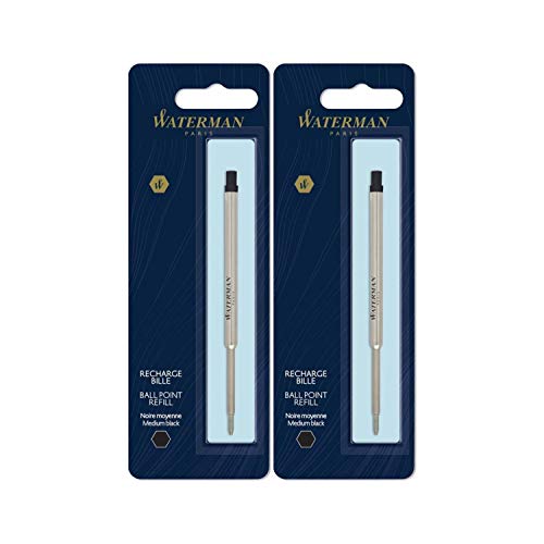 Waterman Black Medium Point Ballpoint Pen Refill (2 Pack)