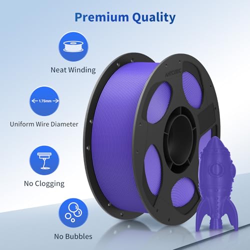 Image of ANYCUBIC PLA Filament 1.75mm Bundle, 3D Printing PLA Filament 1.75mm Dimensional Accuracy + /- 0.02mm, 1KG Reusable Spool (2.2 lbs), 4KG Black + White + Peach Pink + Interstellar Violet