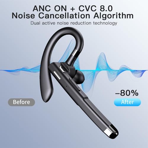 Image of Hsility Bluetooth Headset with USB Type C 270 Degrees Rotatable Microphone for Truck Driver Bussiness and Travel