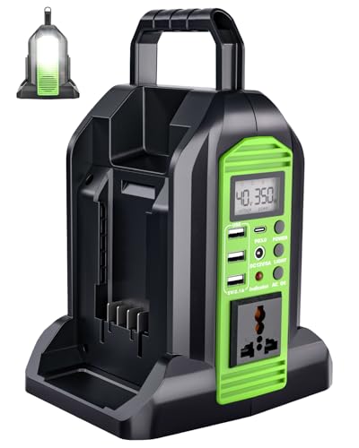 Image of 350W Power Inverter for Greenworks 40v Battery, 2-Ports DC 40V to AC 110-120V Pure Sine Wave Battery Inverter with 3 USB-A Port, 1 USB-C Port,300lm LED Light for Camping Travel Emergency(Tool Only)