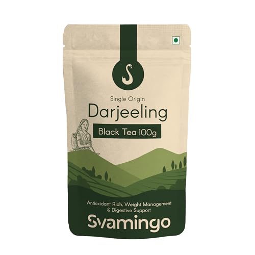 Darjeeling Black Tea 100g - Long Leaf Black Tea, Second Flush, Single Garden, Antioxidants Rich, Best for Digestive Support & Heart Health, 50+ Cups | SVAMINGO