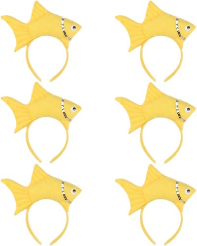Bandeaux poisson lot de 6 serre-têtes jaunes pour déguisement mer et océan