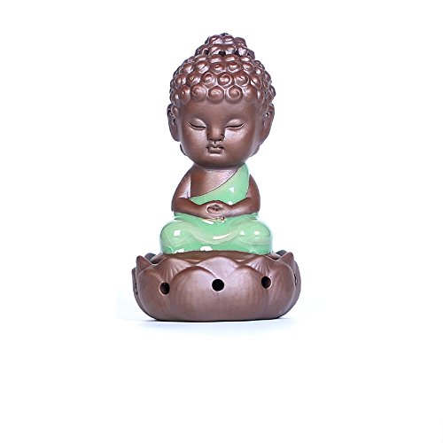 Toim moine Bouddha Statue en céramique en forme d'encens Brûleur d'encens four de four de bois de santal d'encens Bois de santal support thumbnail