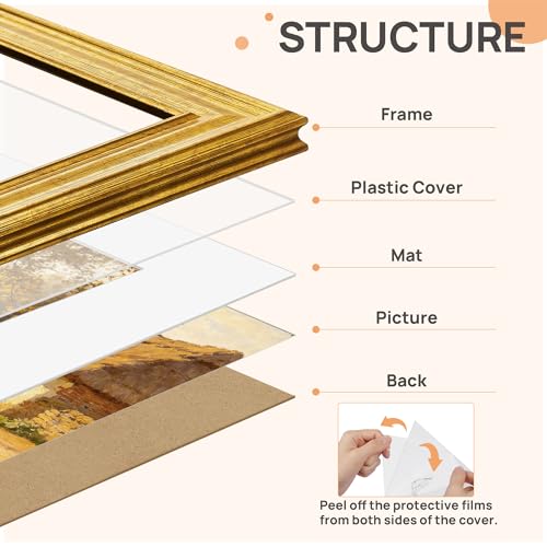 Image of upsimples 12x12 Picture Frame, Vintage Frames Decor, 1Pack Gold