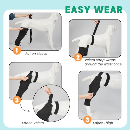 Image of Dog Rear Leg Sleeve to Stop Licking, Hind Leg Protector After TPLO Recovery, ACL Surgery, Wounds or Skin Issues, Soft Breathable Comfortable Cover for Large Medium Small Dogs, S,Right, Matte Black