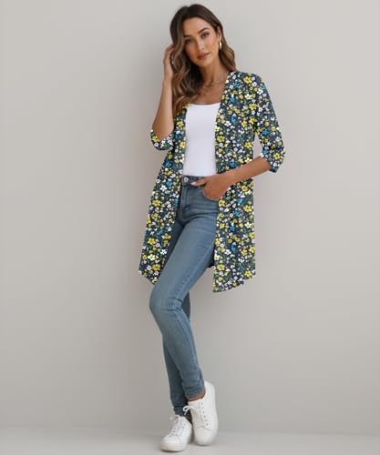 Image of YSYOKOW Lightweight Cardigans for Women 3 /4 Sleeve Long Open Front | Cardigan sweaters for women lightweight, summer cardigans for women lightweight, long cardigans for women trendy, dressy