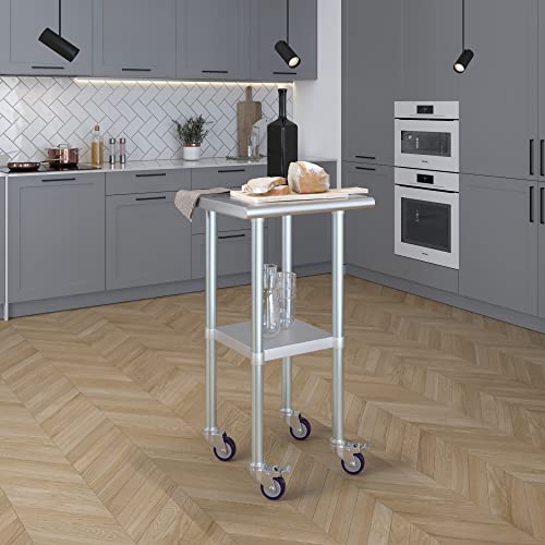 Image of AmGood 20 inch Long x 20 inch Deep Stainless Steel Table with Casters