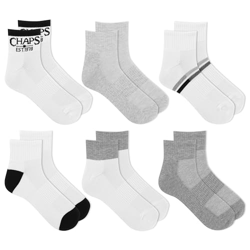 Chaps Men's Athletic Cushioned Performance Ankle Socks-6 Pairs-Breathable Mesh2