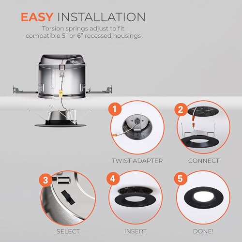 Halo LT 5/6 inch LED recessed Can Light Trim 5CCT dimmable 685lm Black 4PK - image 5