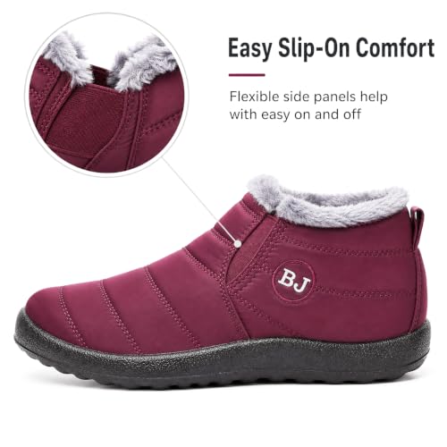 Image of Winter Snow Boots for Women Men, Lightweight Water-Resistant Boots | faux fur lining, rubber sole, warm winter wear, dog walking, errands, light snow, indoor outdoor