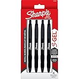 Sharpie S-Gel, Gel Pens, Sleek Metal Barrel, Matte Black, Medium Point (0.7mm), Black Ink, 4 Count