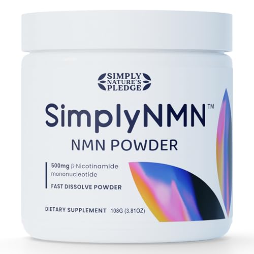 Simply Natures Pledge Simply NMN Powder 108g Fast Dissolve Nicotinamide Mononucleotide 500mg Pure NMN NAD+ Booster USA Manufactured & Third-Party Tested - The Renued Science of Longevity