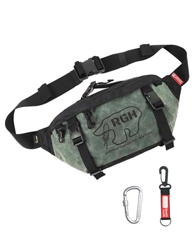 Rough Enough - Marsupio da uomo a tracolla, grande, tattico, Verde militare, L, Marsupio tattico da uomo