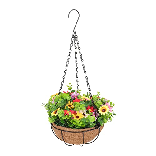 Happyyami Outdoor Fall Decor Of 2 Artificial Flowers With Artificial Rose Daisies Flowers Hanging Flowers Basket Artificial Hanging Plants Indoor Outdoor Hanging Basket, Fake Garland #TOP5