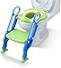 Aufun toilettensitz kinder toilettentrainer mit verstellbarer Treppe Klappbarer Toilettensitz Mit einem PU Kissen geeignet für Toiletten mit 38-42 cm für Kinder von 1-7 Jahren Blau Grün