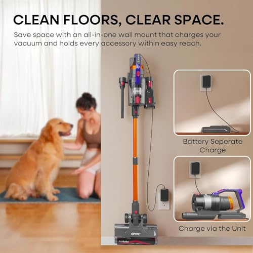 KIPMAX Cordless Vacuum Cleaner, 50KPa 550W Stick Vacuum for Home, 70Mins Anti-Tangled Vacuum Cleaner for Pet Hair/Carpet/Floor, Self-Standing Vacuum with Rechargeable Battery, LED Display&Aromatherapy - Image 6