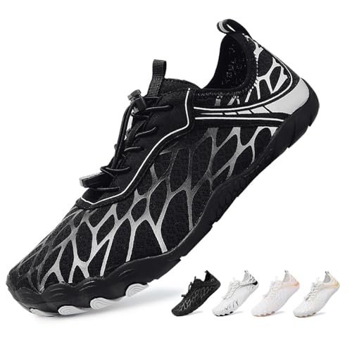 Scarpe Barefoot Uomo Antiscivolo Scarpe da Immersione Donna 43EU Traspirante Scarpe Outdoor e Indoor Multisport Barefoot Shoes Nero Argento