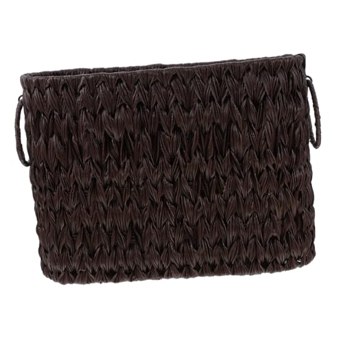 Cabilock Woven Storage Basket with Dual Handles for Organizing Magazines Books and Sundries Rustic Container for Living Room Bedroom Office Use and Portable Design