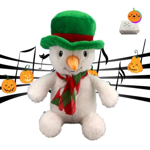 Frostbite The Snowman 8 Inch Halloween Plush Toy with Removable Spooky Sound Module Creepy Eerie Noises & Happy Halloween Voice– Perfect for Halloween Decor, Trick-or-Treat Gifts & Props