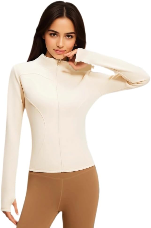 Women’s Thickened Workout Jacket Lightweight Zip Up Yoga Jacket Athletic Slim Fit Tops
