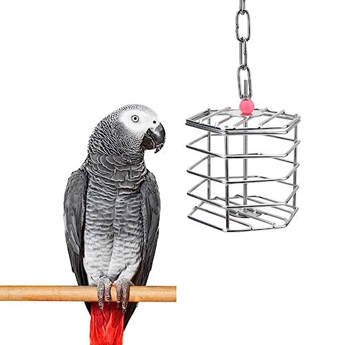 Bird Stainless Steel Foraging Feeder Parrot Hanging Feeding Box for Macaw African Grey Cockatoo Cockatiel Amazon Cage (Foraging Feeder)