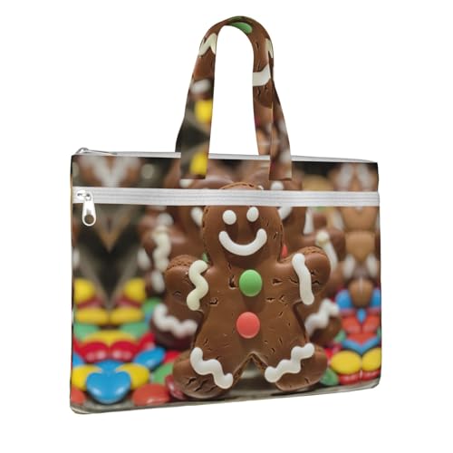 Gingerbread Man Candy Canvas Document Bag Briefcase For Professionals And Executives2
