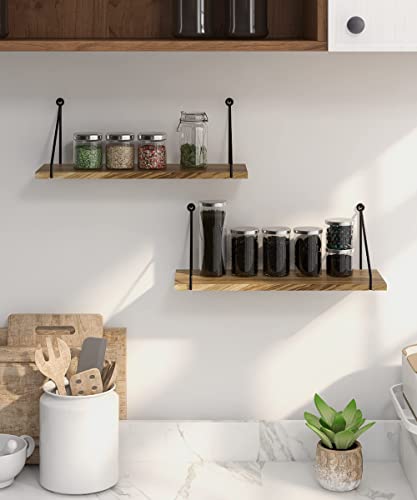Afuly Floating Shelves Rustic Wall Shelves Wall Mounted Hanging Shelf Wall Organizers Wall Bookshelf For Bathroom Kitchen Dining Living Room Wood Metal, Set Of 2 Wall Mounted… #TOP6