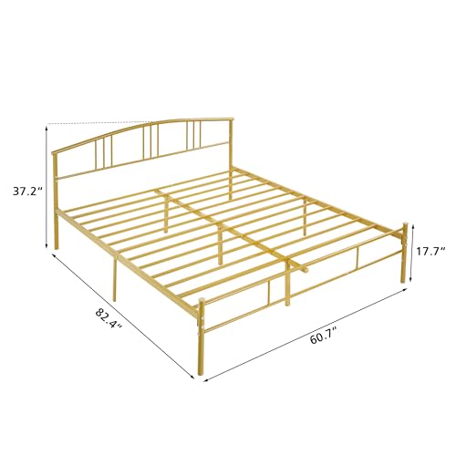 Vecelo WY-KHD-Q34-GLD 14 Inch Queen Bed Frame Gold Beds Metal Platform Mattress Foundation thumb #1