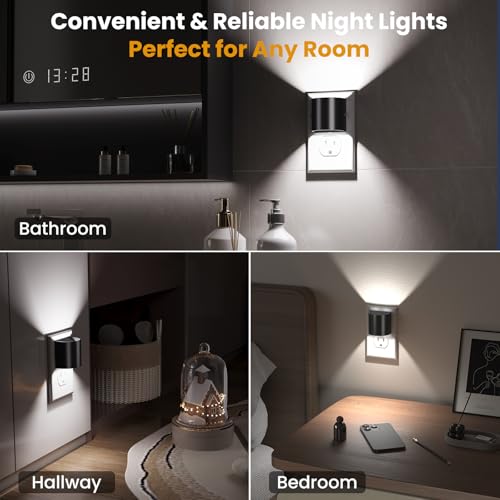 Image of Night Light, Night Lights Plug into Wall, 2 Pack, Dim LED Nightlight with Dusk to Dawn Sensor, 5000K Daylight White Dimmable Plug in Night Light, Up & Down Lighting for Bedroom, Bathroom, Hallway